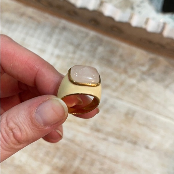 Rose Quartz and Enamel Ring size 7.5 - Picture 2 of 4